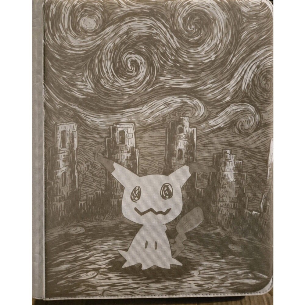 Pokemon Mimikyu Laser Engraved White  Top Loader Binder 360 Cards Ready to Ship